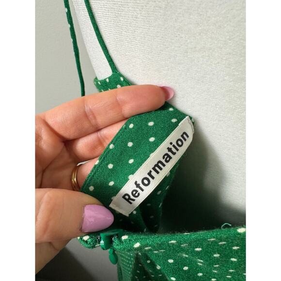 Reformation Peach Dress Veritas Green Size 12 - Picture 10 of 11